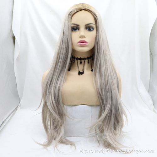 Vigorous long straight heat resistant ombre hair blend wigs high fibre synthetic wigs manufacturers wholesale prices
